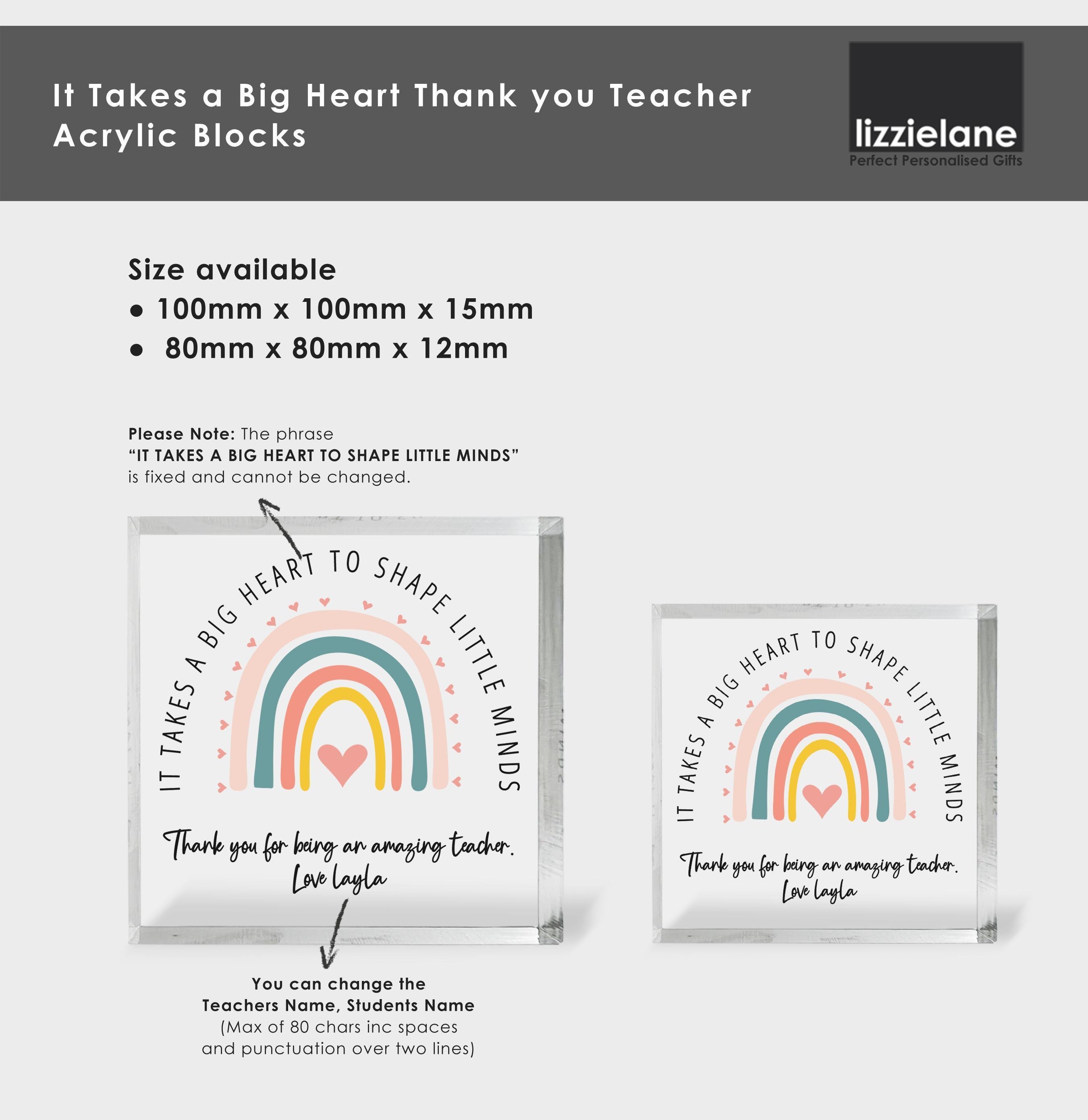 Personalised Teacher Acrylic Block with Rainbow Design Personalised Teacher Acrylic Block with Rainbow Design