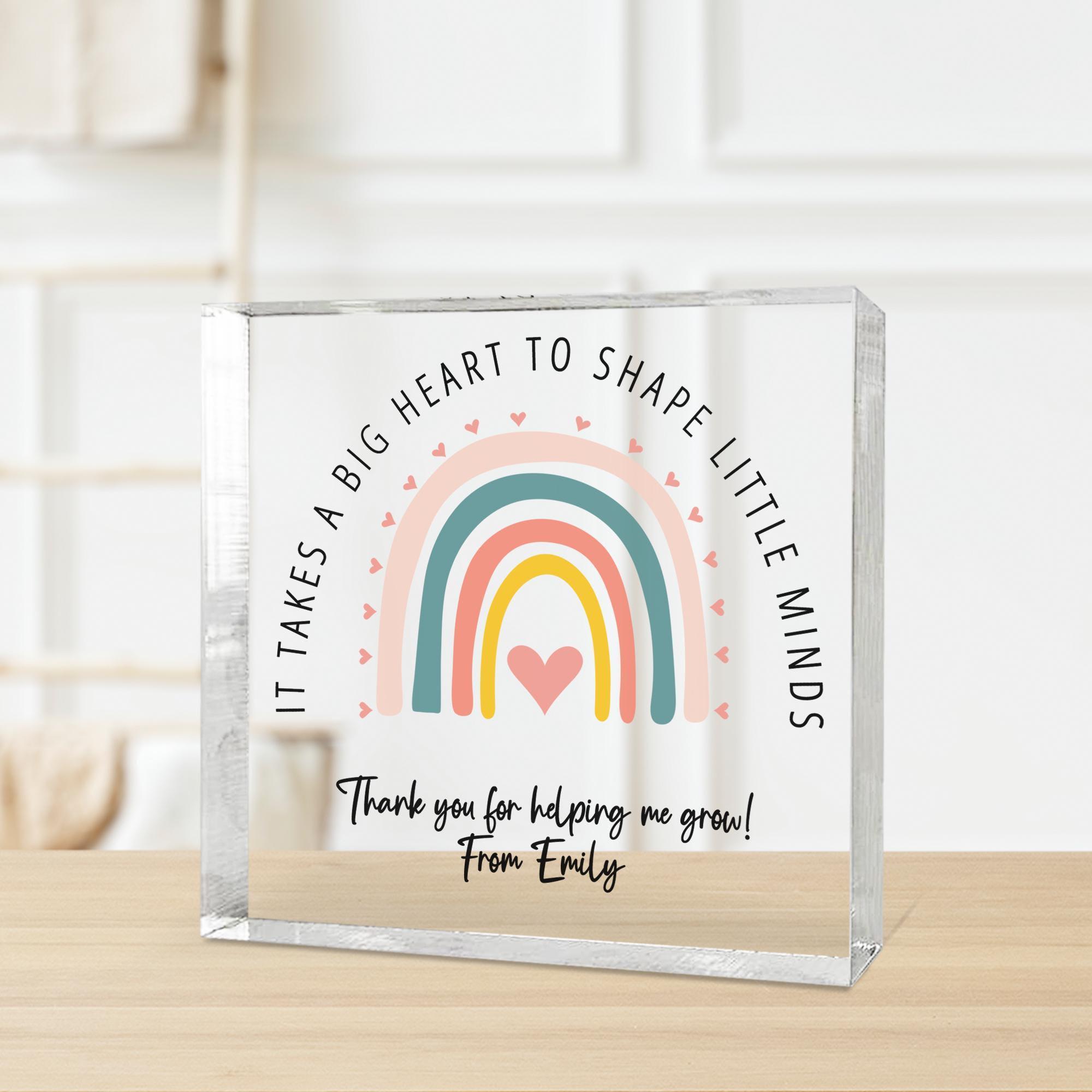 Personalised Teacher Acrylic Block with Rainbow Design Personalised Teacher Acrylic Block with Rainbow Design