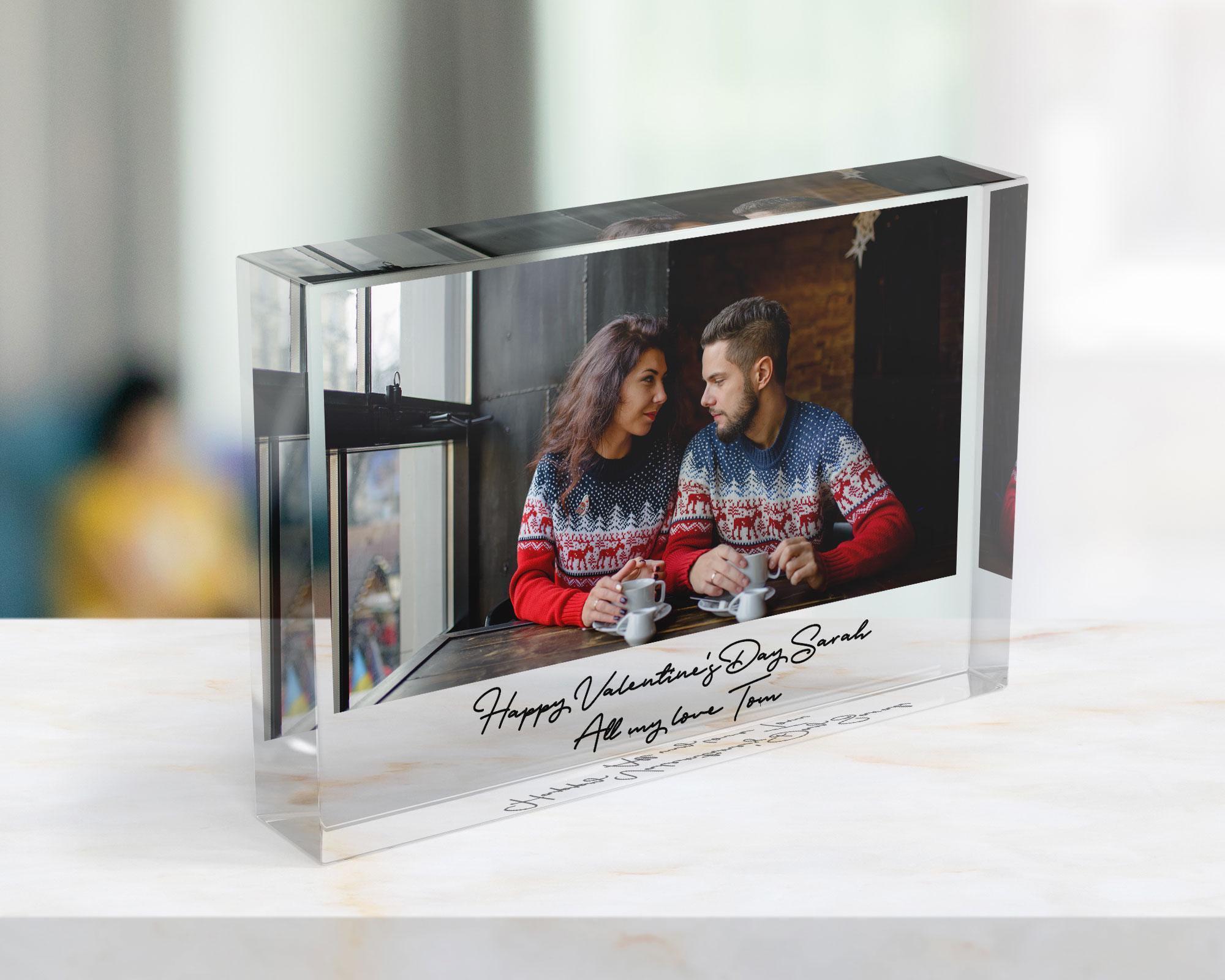 Personalised Valentine’s Day Acrylic Photo Block with Custom Message Personalised Valentine’s Day Acrylic Photo Block with Custom Message