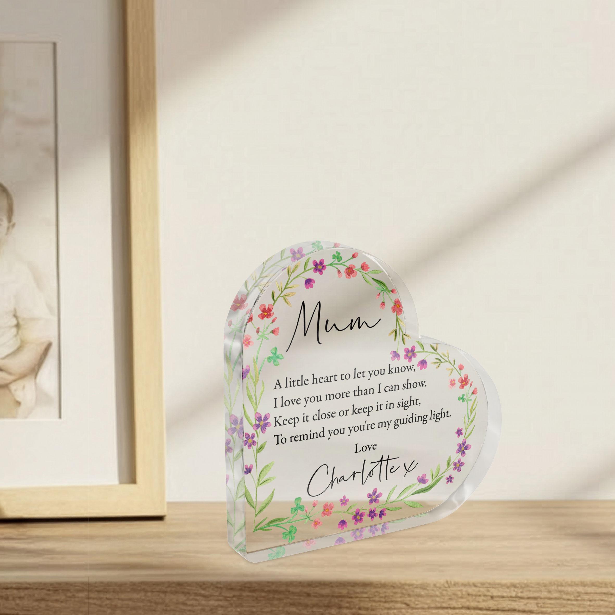 Personalised Acrylic Heart Poem Keepsake for Mum Personalised Acrylic Heart Poem Keepsake for Mum