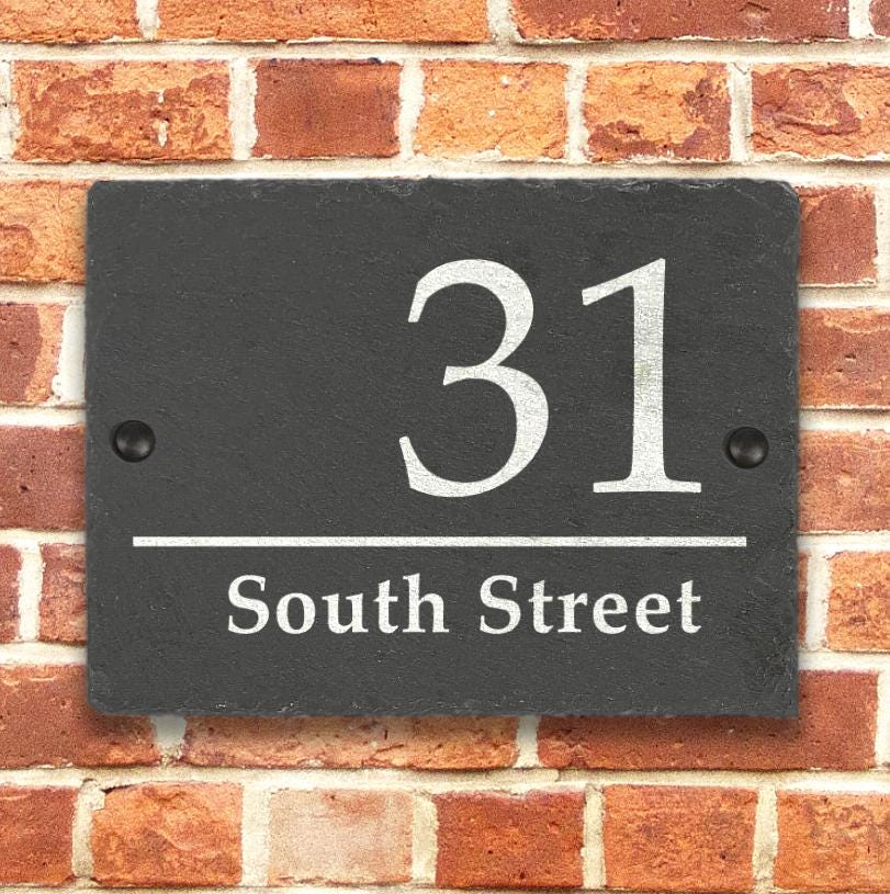 il_fullxfull.8521802688_jz8e Slate House Sign – Personalised Door Number Plaque – Custom Address Sign for Home or Cottage - Fixings Included