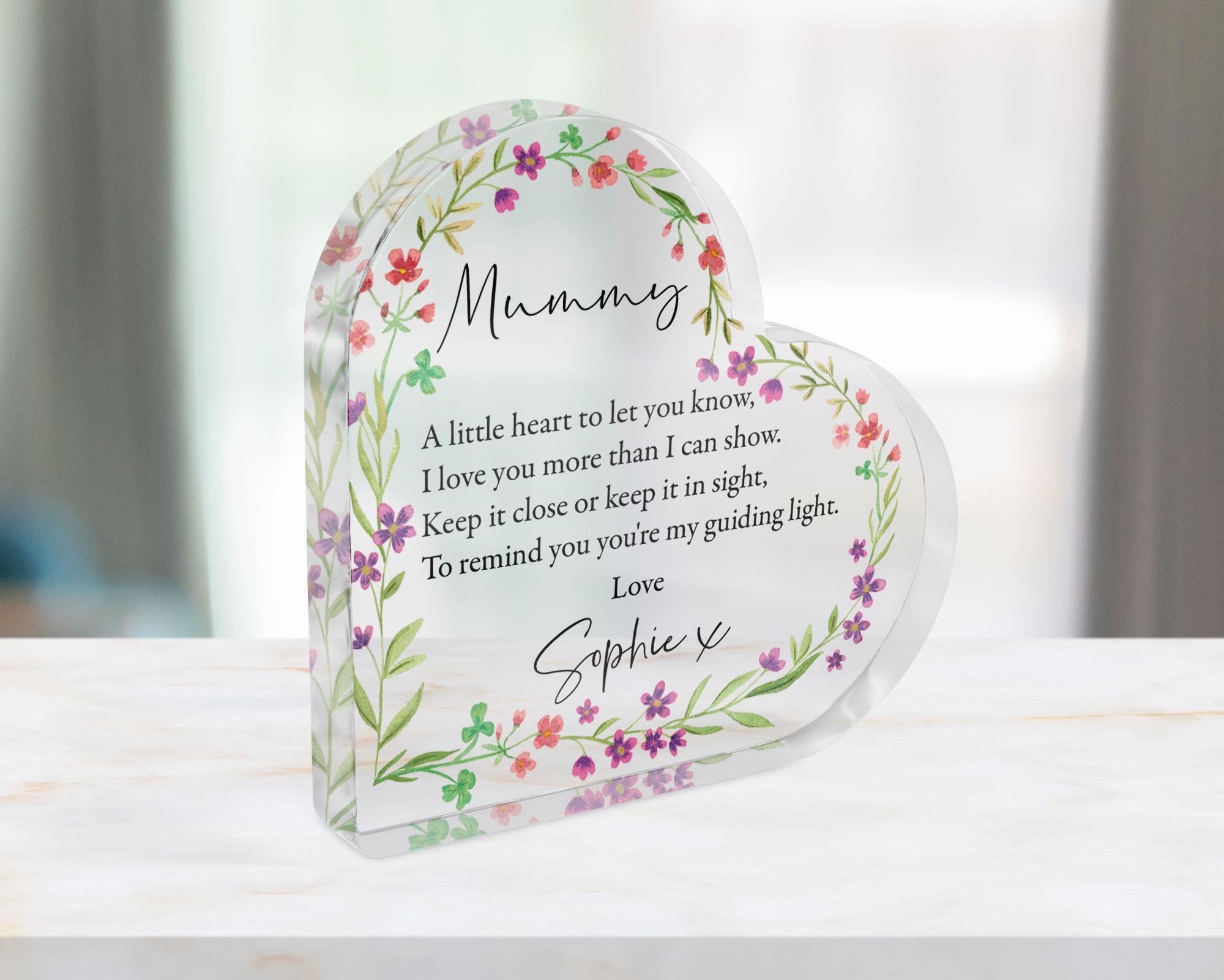 Personalised Acrylic Heart Poem Keepsake for Mum Personalised Acrylic Heart Poem Keepsake for Mum