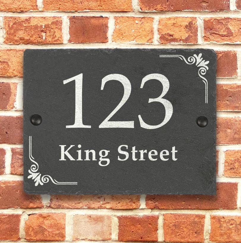 Personalised Slate House Sign – Custom Door Number Plaque Personalised Slate House Sign – Custom Door Number Plaque