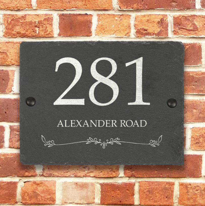 Personalised Slate House Sign – Custom Door Number Plaque Personalised Slate House Sign – Custom Door Number Plaque