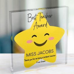 Personalised Teacher Acrylic Block Award with Name and Message Personalised Teacher Acrylic Block Award with Name and Message