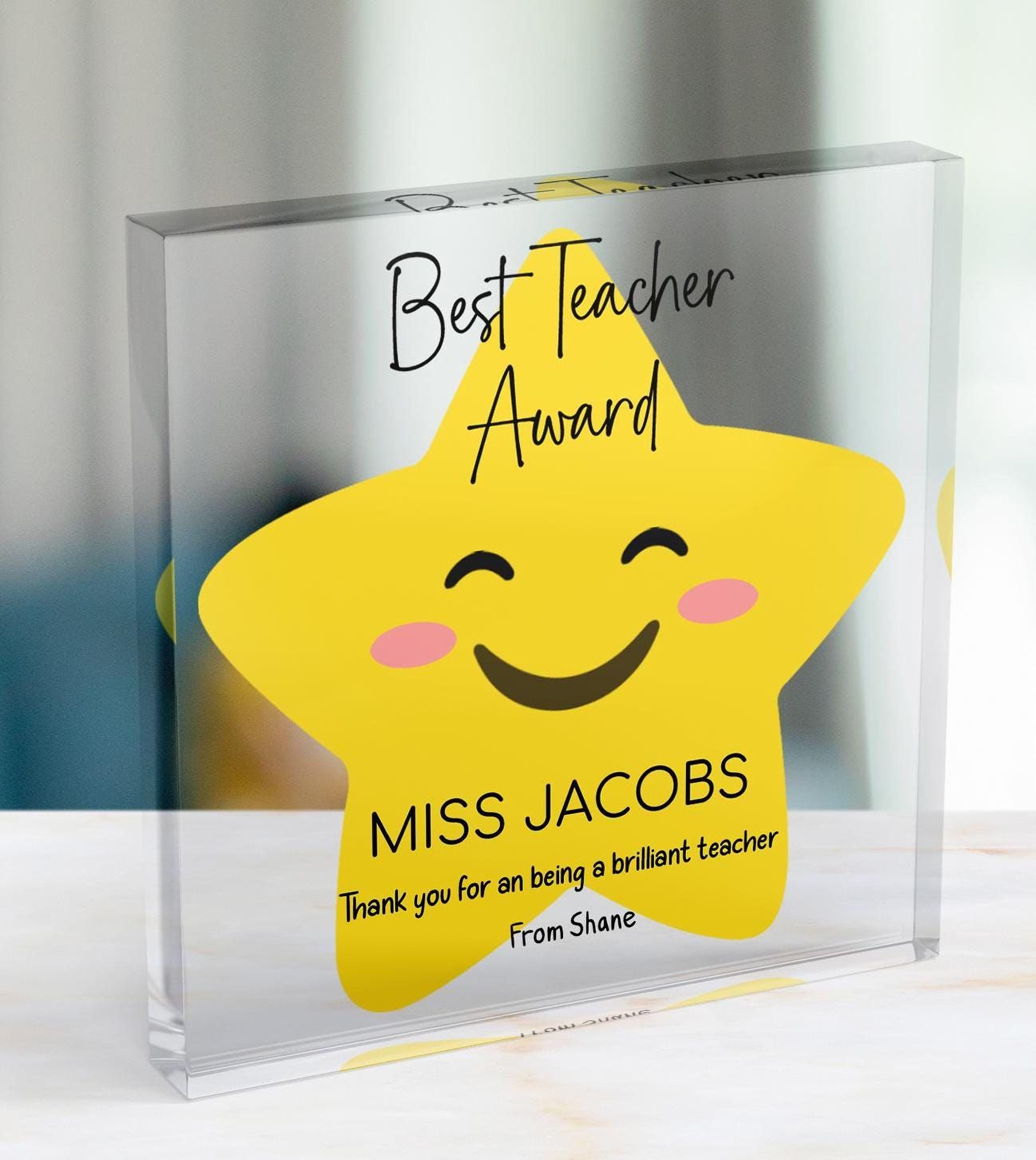 Personalised Teacher Acrylic Block Award with Name and Message Personalised Teacher Acrylic Block Award with Name and Message