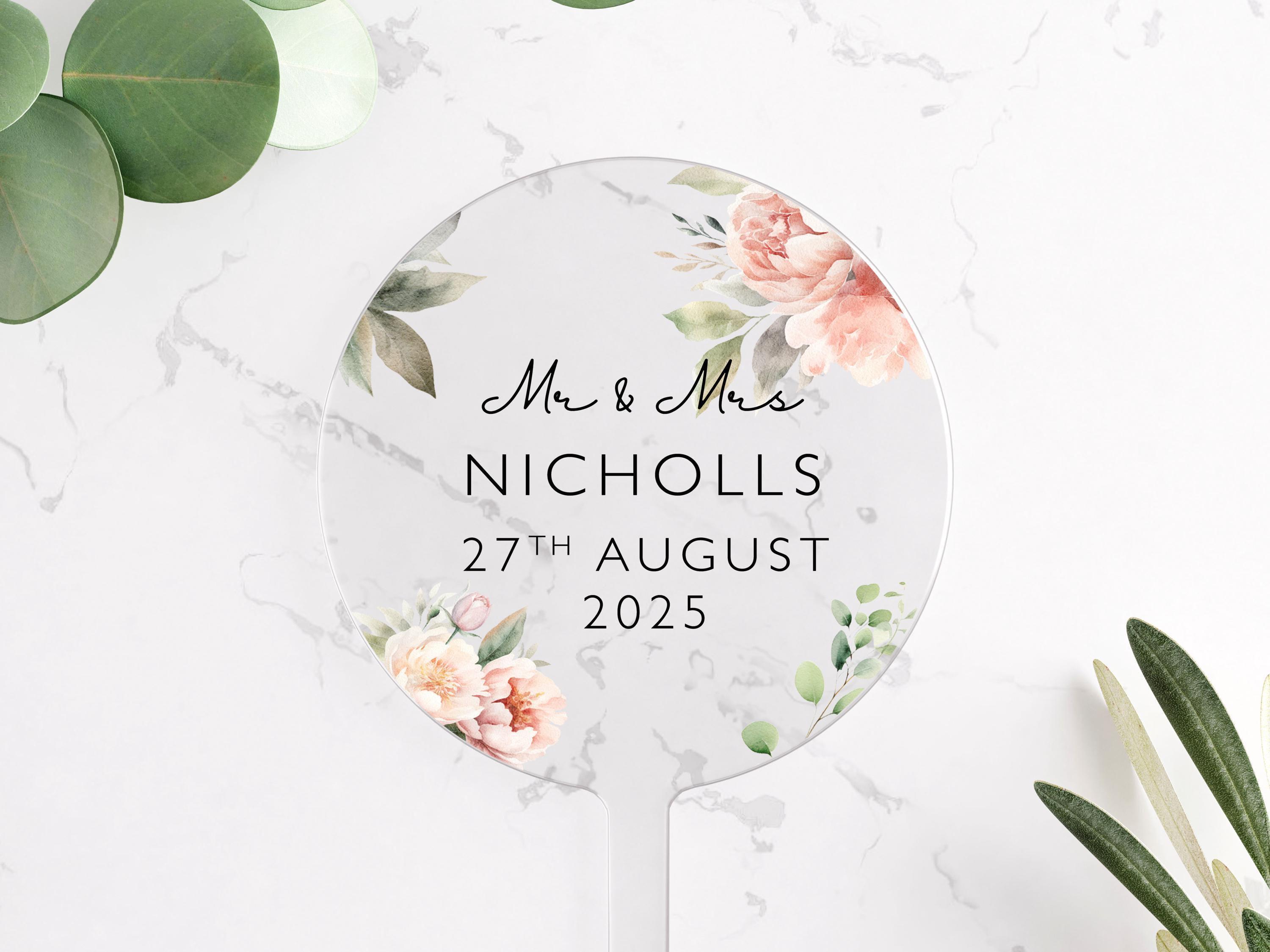 Personalised Wedding Cake Topper with Surname and Date Personalised Wedding Cake Topper with Surname and Date