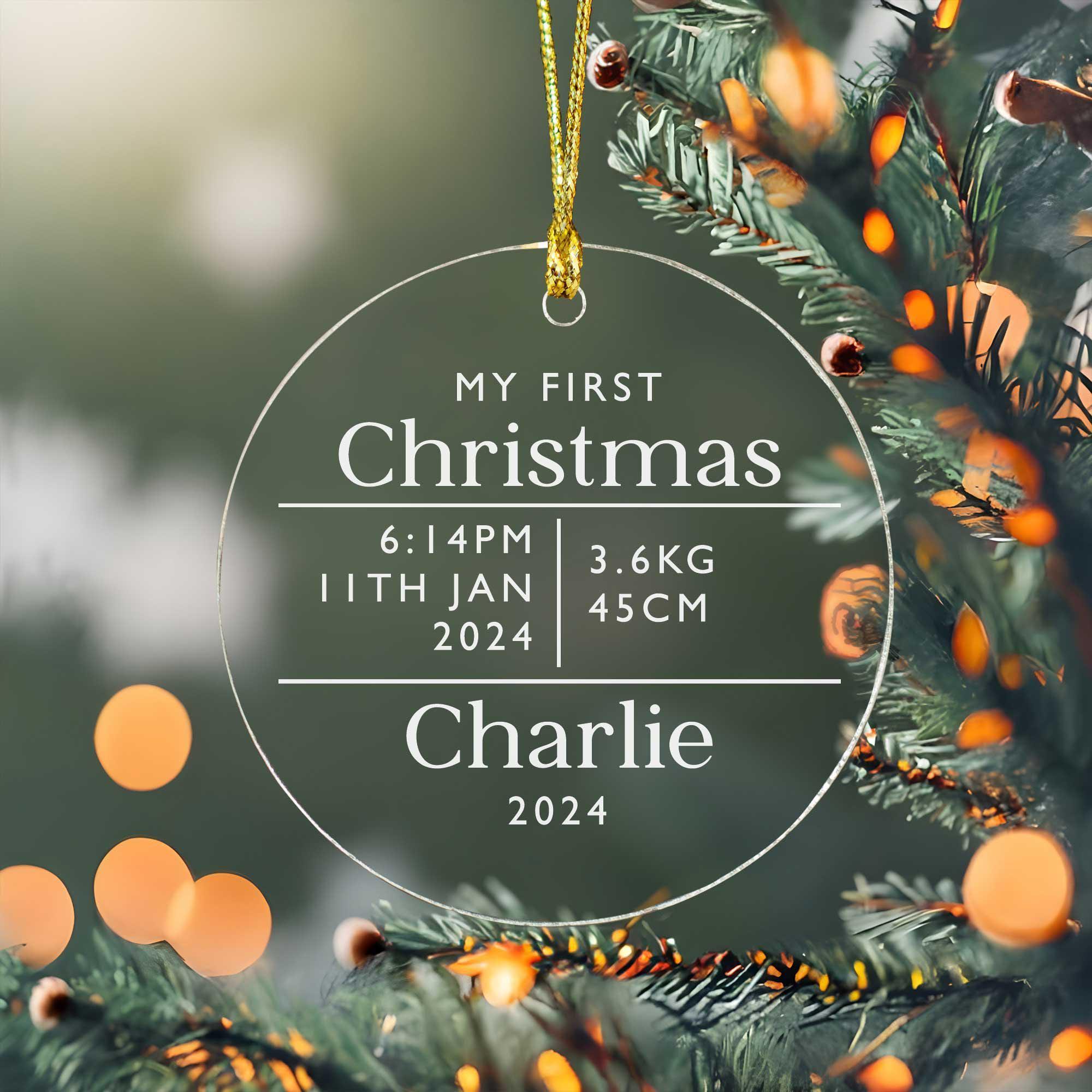 il_fullxfull.8521838564_9plv Personalised Baby's First Christmas Decoration, Baby's 1st Christmas Decoration, New Baby Christmas Gift, First Christmas Bauble, Keepsake