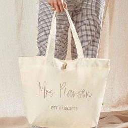 Personalised Bride Tote Bag with Name and Date Personalised Bride Tote Bag with Name and Date