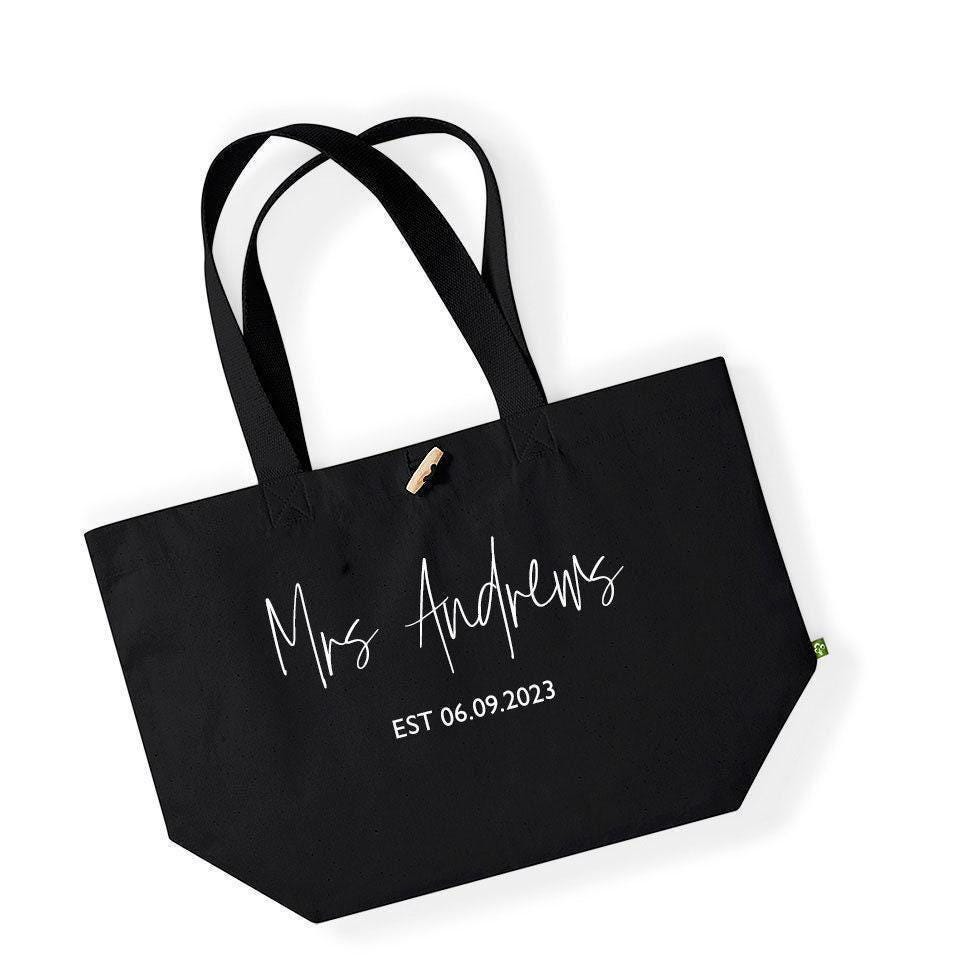 Personalised Bride Tote Bag with Name and Date Personalised Bride Tote Bag with Name and Date
