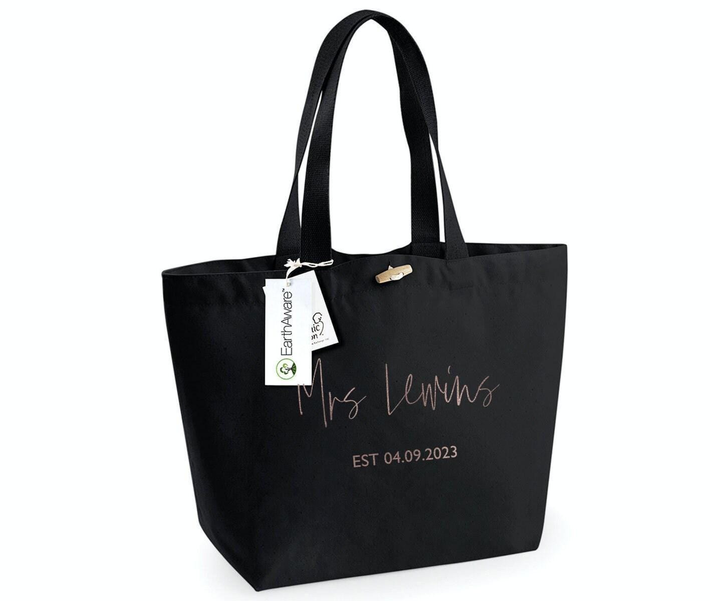 Personalised Bride Tote Bag with Name and Date Personalised Bride Tote Bag with Name and Date