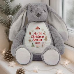 Personalised First Christmas Grey Bunny Soft Toy Personalised First Christmas Grey Bunny Soft Toy