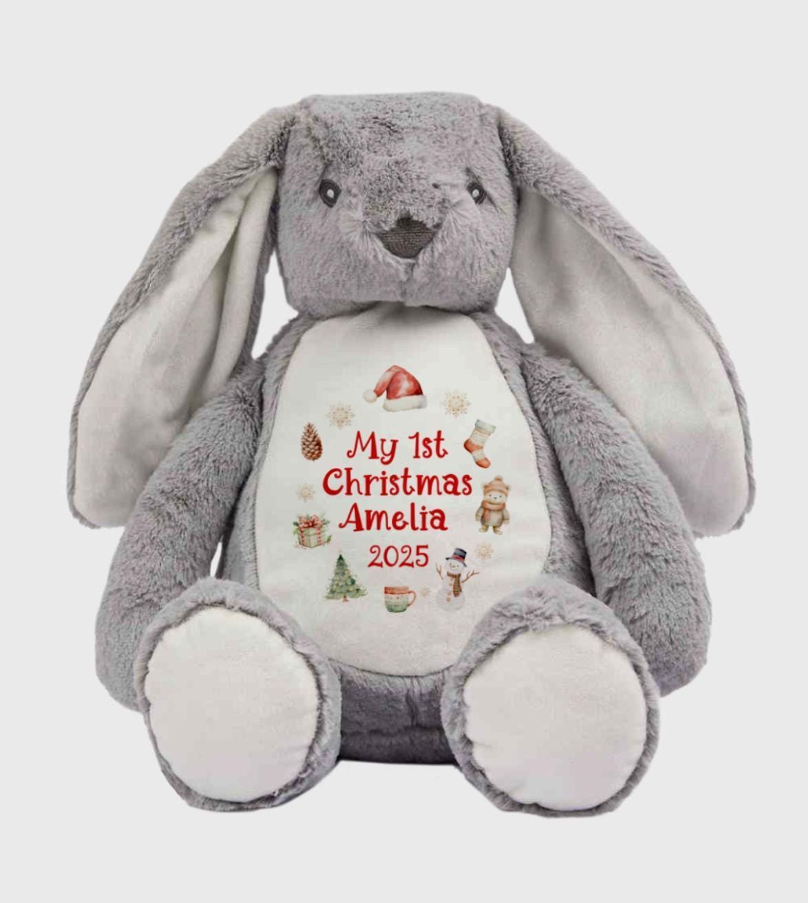 Personalised First Christmas Grey Bunny Soft Toy Personalised First Christmas Grey Bunny Soft Toy