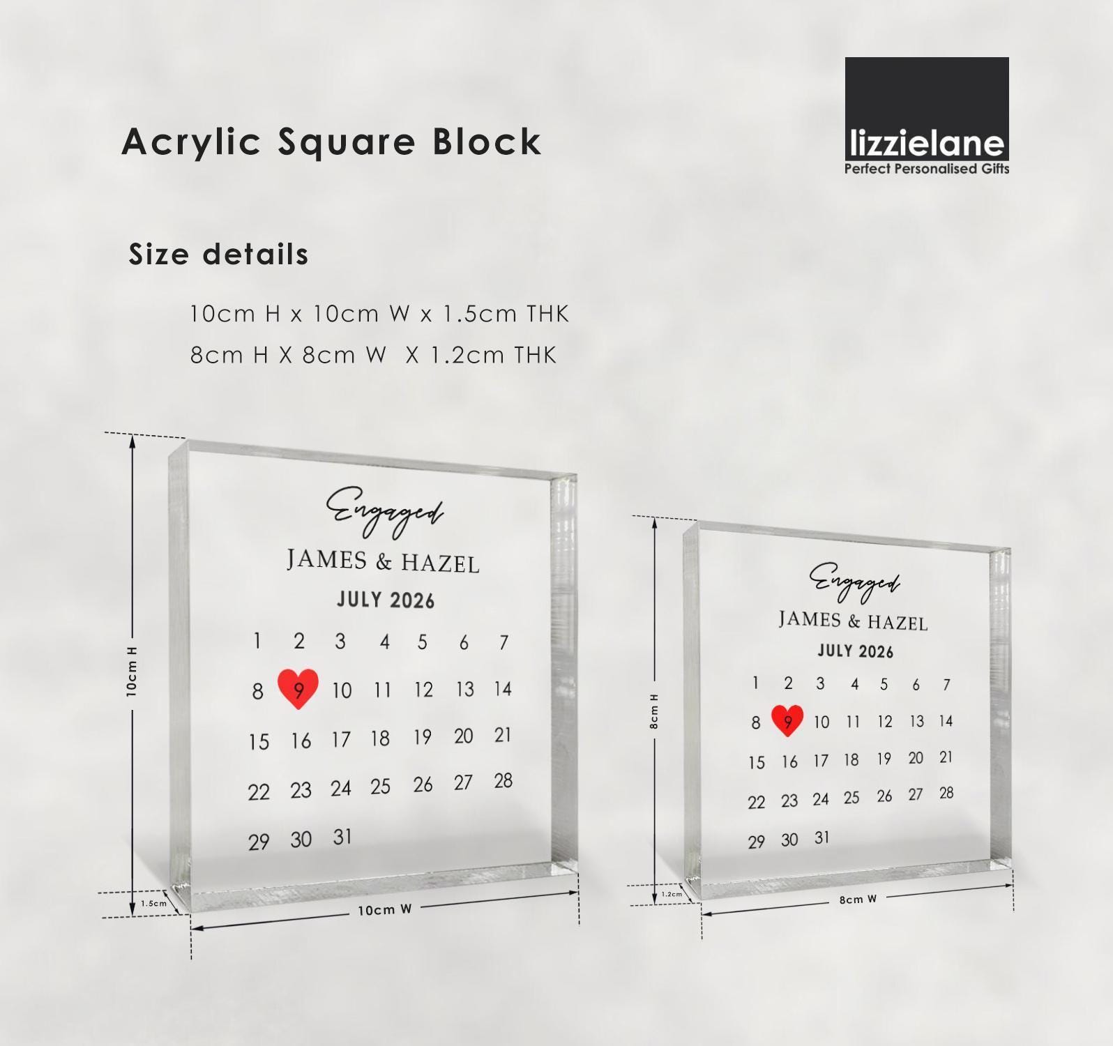 Personalised Engagement Photo Block with Calendar Date Personalised Engagement Photo Block with Calendar Date