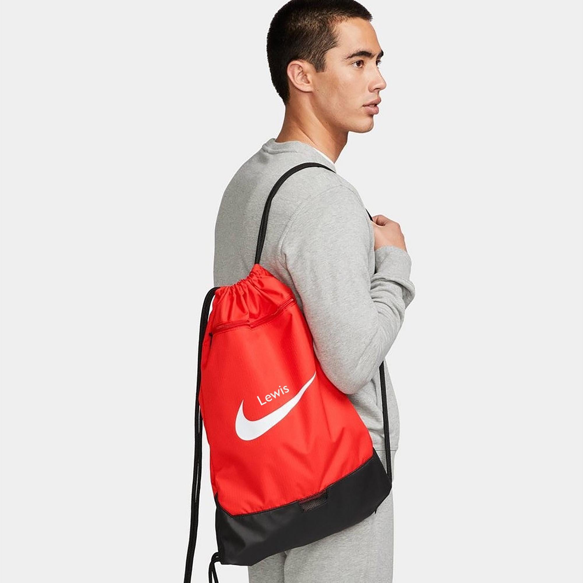 il_fullxfull.8526882458_i807 Personalised Nike Brasilia 9.5 Training Gymsac - Custom Name Drawstring Gym Bag, Nike Sports Sack, Football & Training Bag, Red, Black, Navy