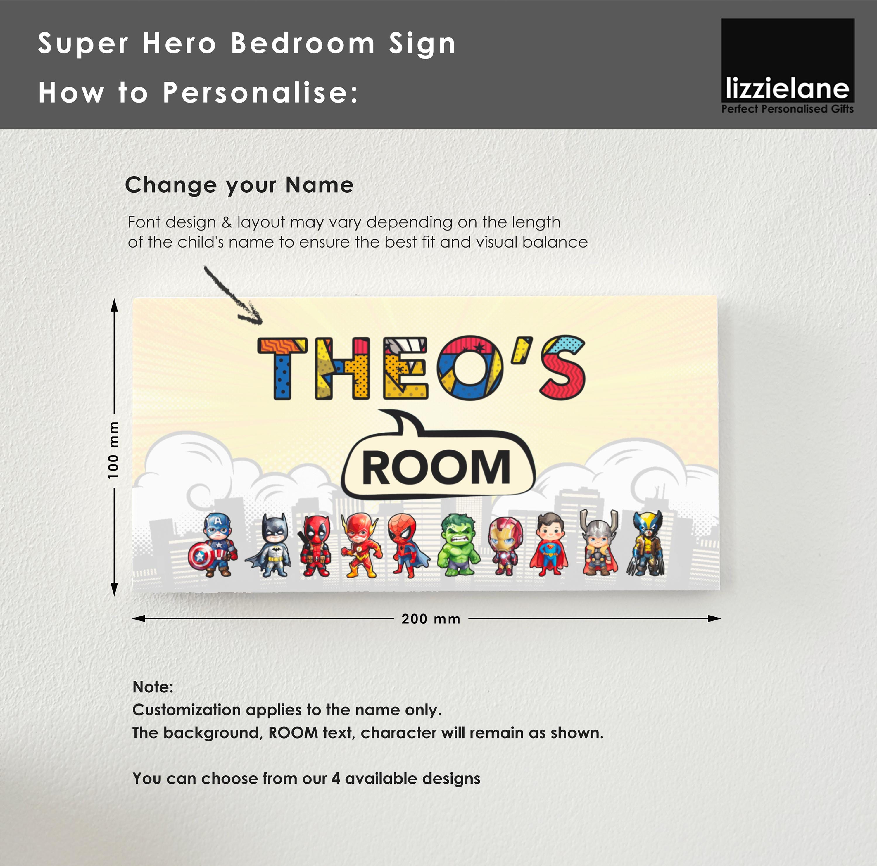 Personalised Superhero Door Sign for Kids Personalised Superhero Door Sign for Kids