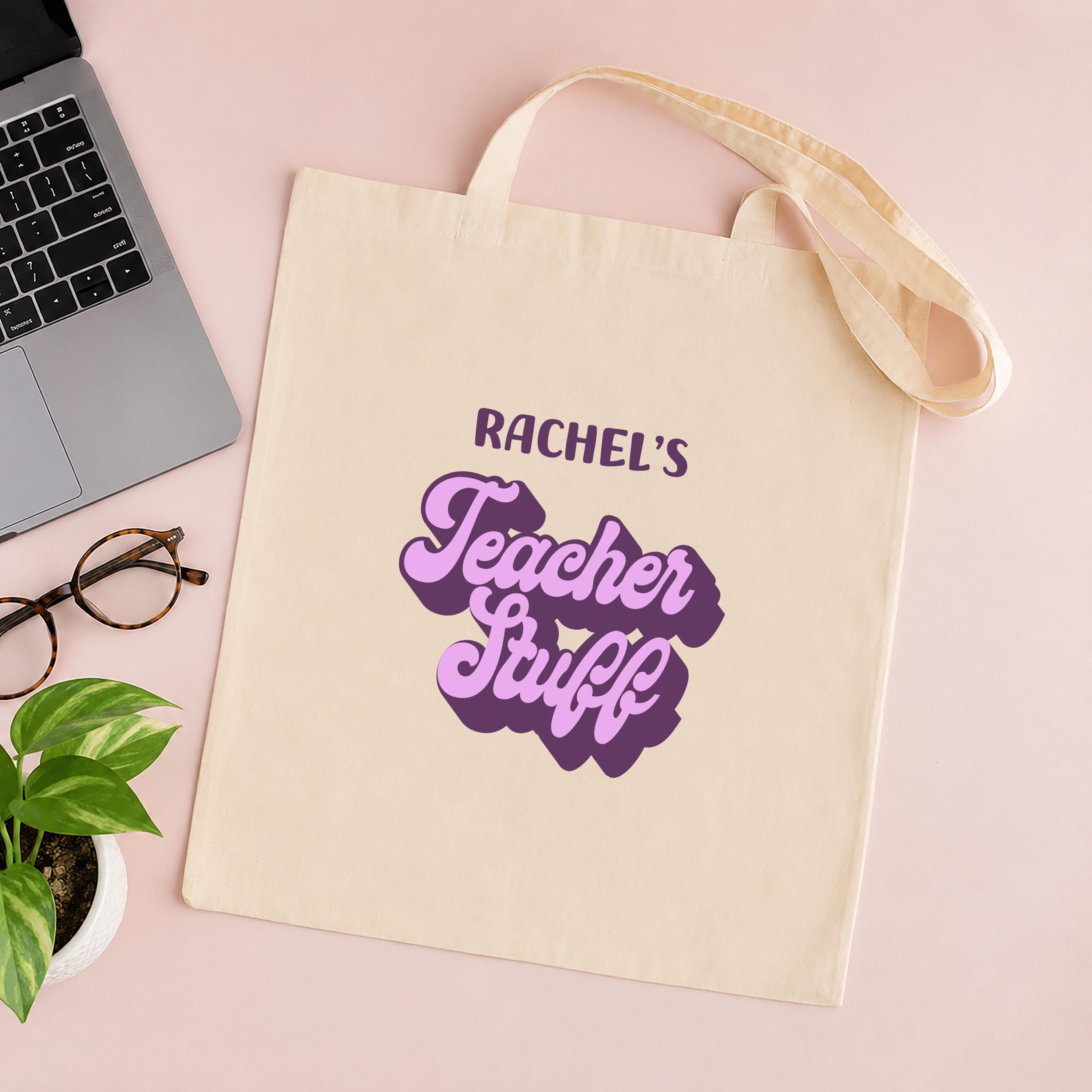 Personalised Retro Teacher Tote Bag with Name Personalised Retro Teacher Tote Bag with Name