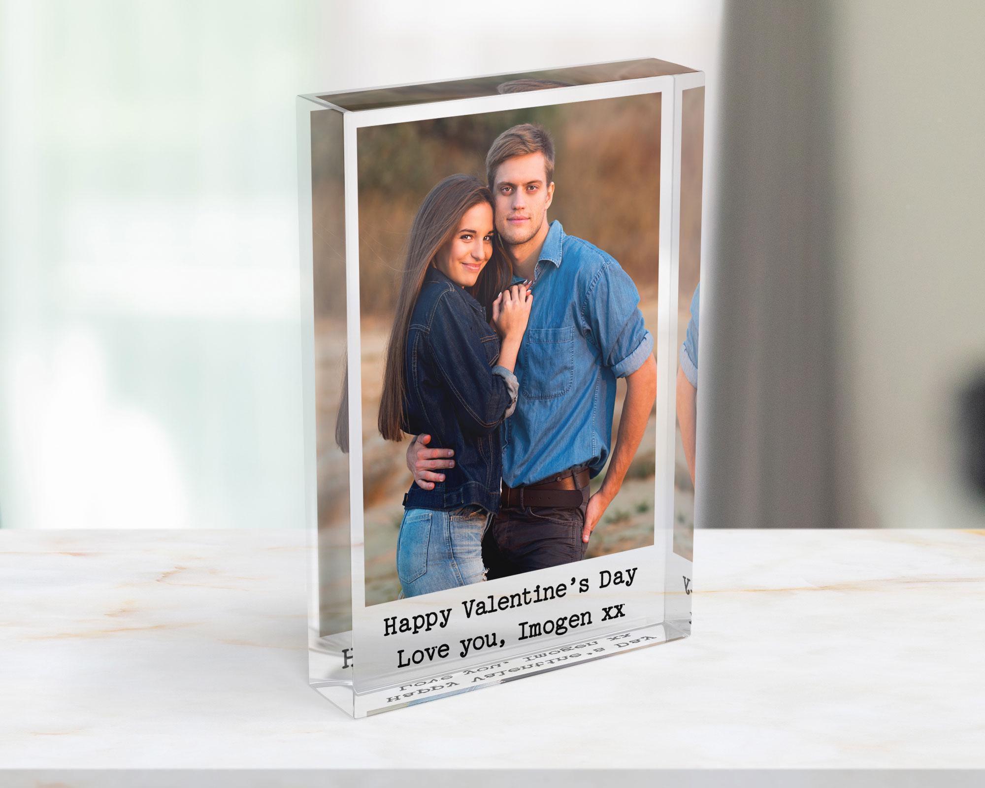 Personalised Valentine’s Day Acrylic Photo Block with Custom Message Personalised Valentine’s Day Acrylic Photo Block with Custom Message