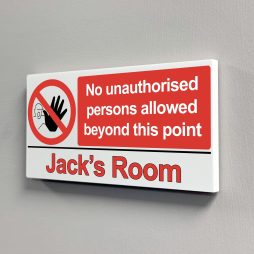 Personalised Teen Door Sign with No Unauthorised Access Personalised Teen Door Sign with No Unauthorised Access