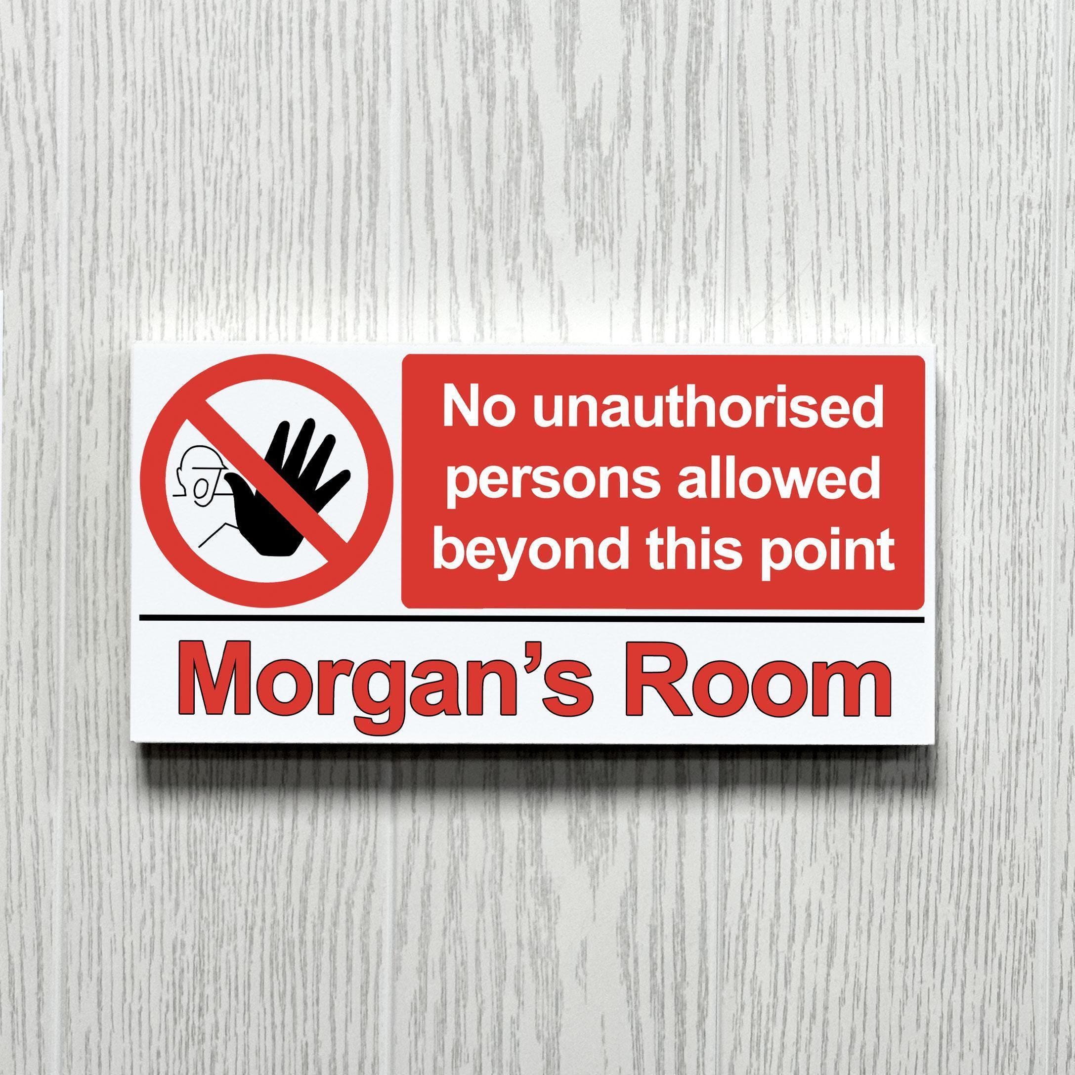 il_fullxfull.8569655693_2zz8 Funny No Unauthorised Access Funny Door Sign, Personalised Warning Door Plaque for Kids Bedroom, Teenager Gaming Room Sign for Boys or Girls