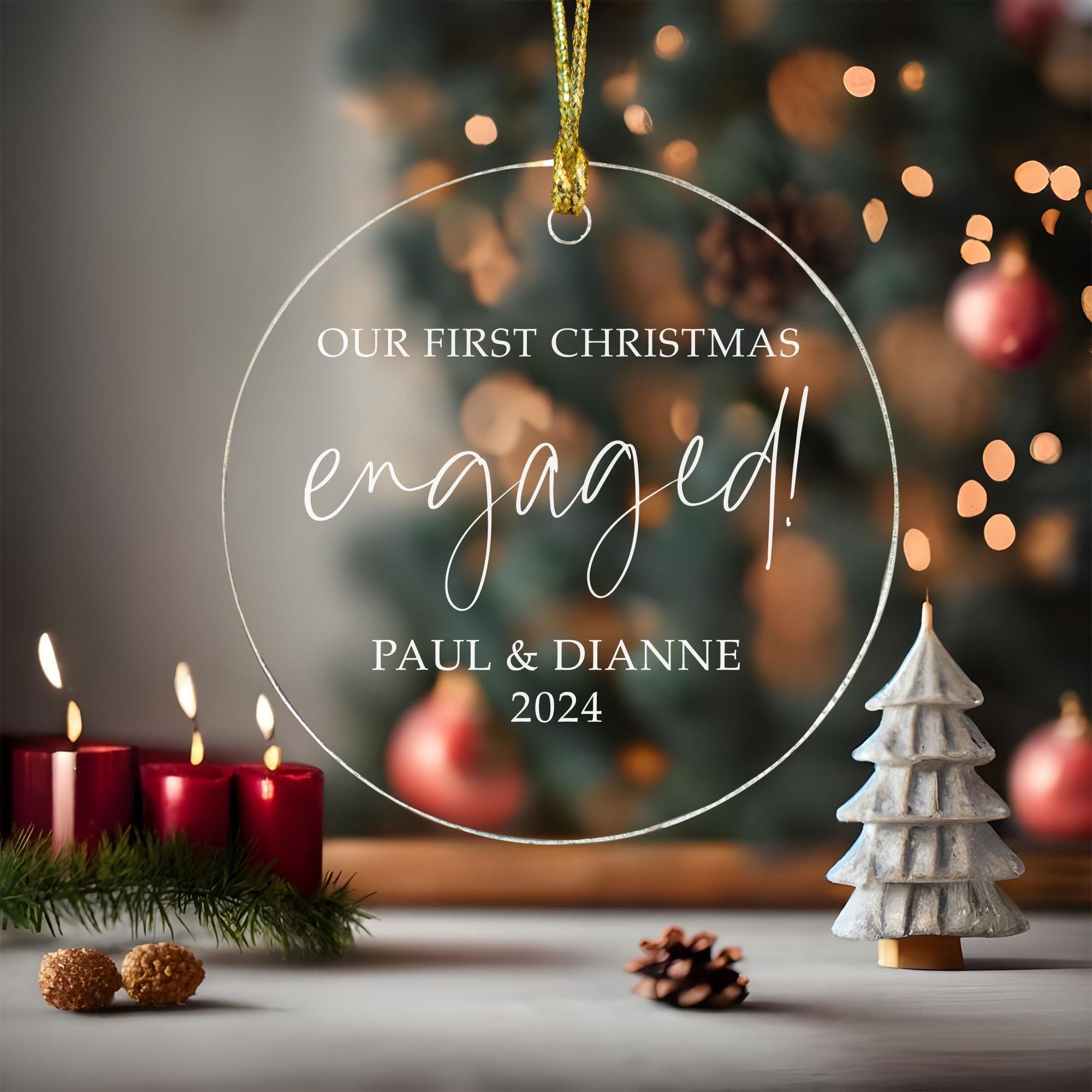 Personalised First Christmas Engaged Bauble Personalised First Christmas Engaged Bauble