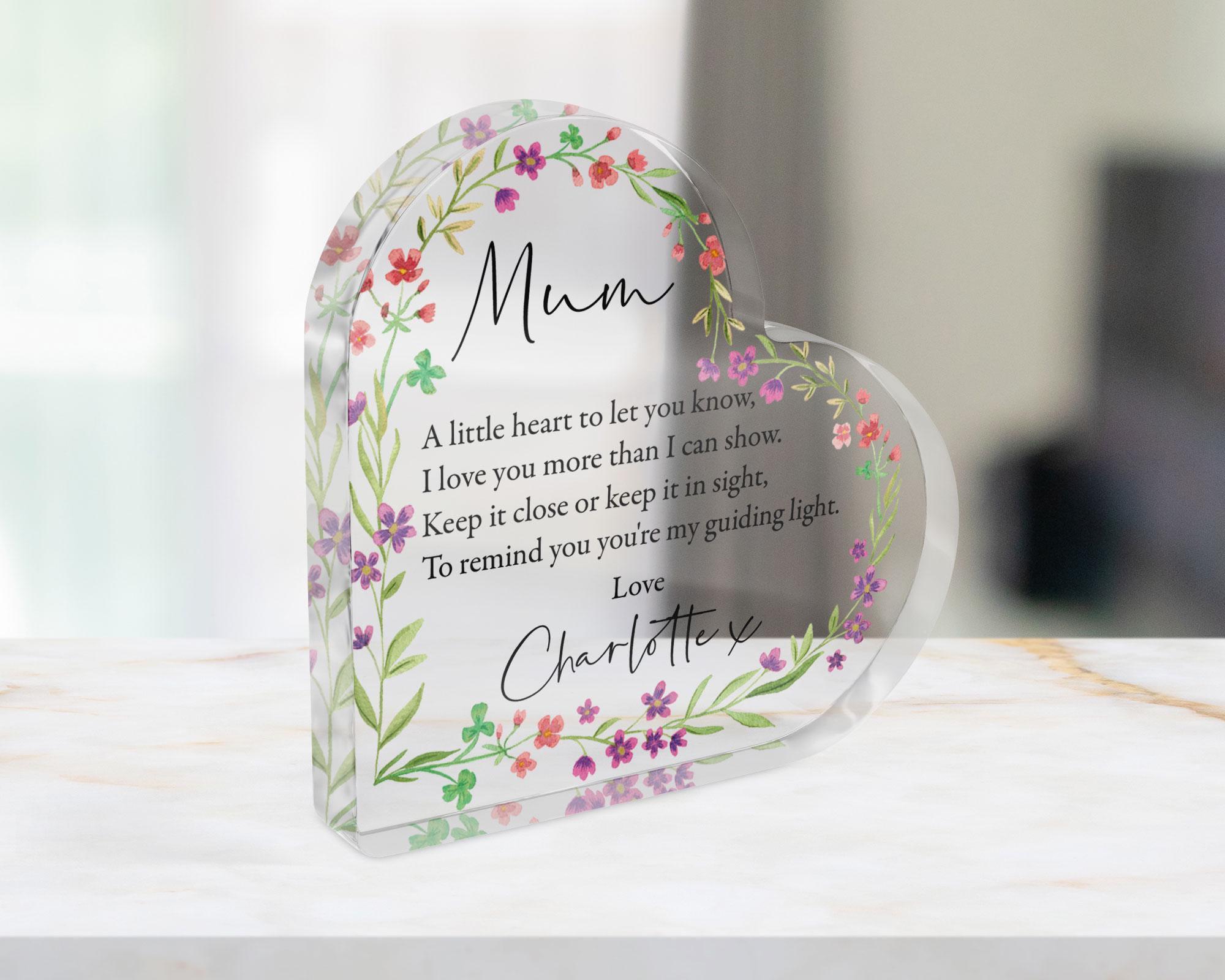 Personalised Acrylic Heart Poem Keepsake for Mum Personalised Acrylic Heart Poem Keepsake for Mum