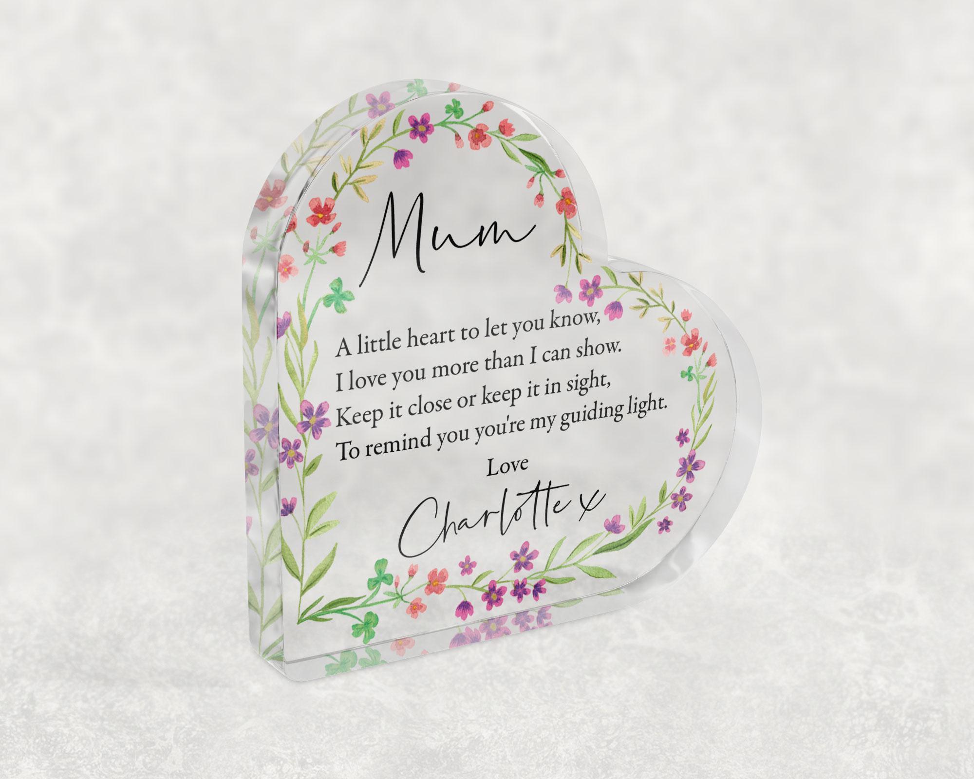 Personalised Acrylic Heart Poem Keepsake for Mum Personalised Acrylic Heart Poem Keepsake for Mum