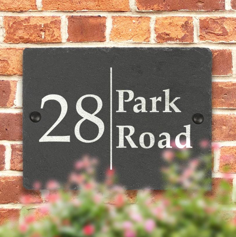 Personalised Slate House Sign – Custom Door Number Plaque Personalised Slate House Sign – Custom Door Number Plaque