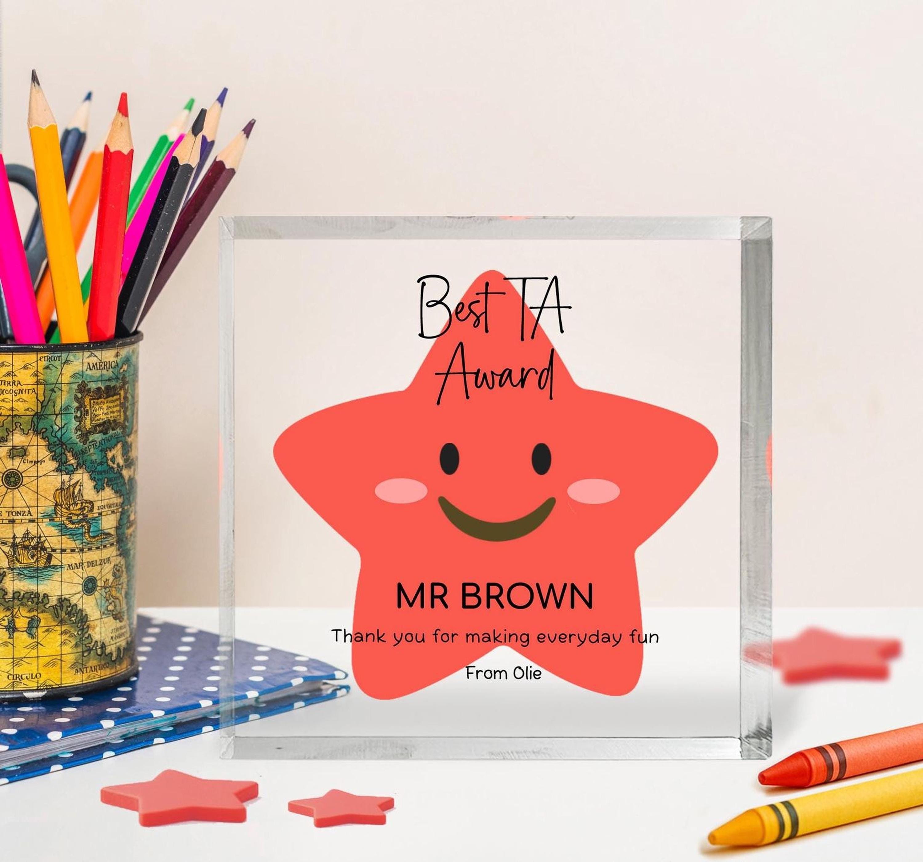 Personalised Teacher Acrylic Block Award with Name and Message Personalised Teacher Acrylic Block Award with Name and Message