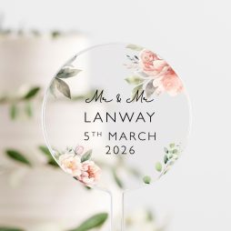 Personalised Wedding Cake Topper with Surname and Date