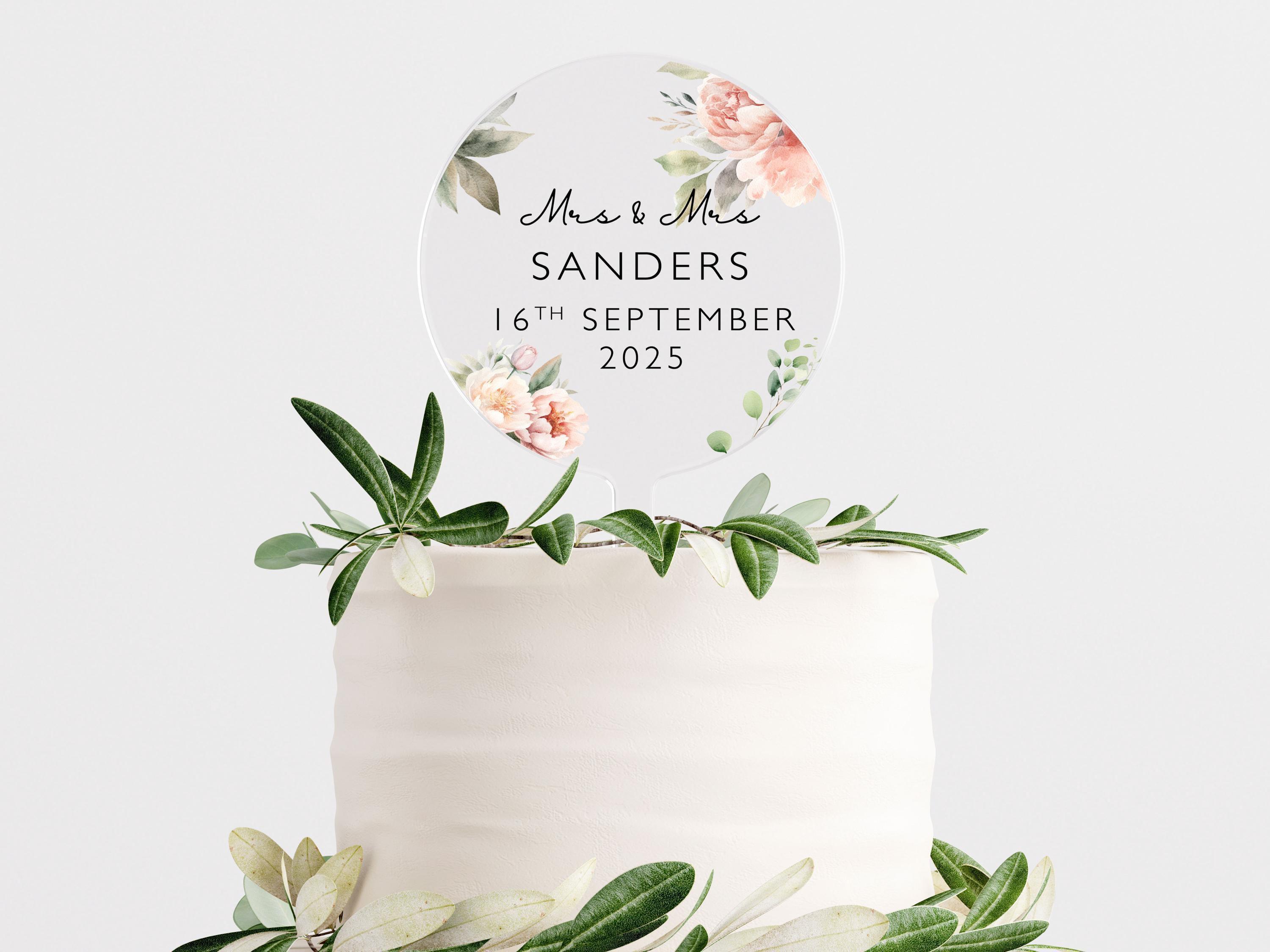 Personalised Wedding Cake Topper with Surname and Date Personalised Wedding Cake Topper with Surname and Date