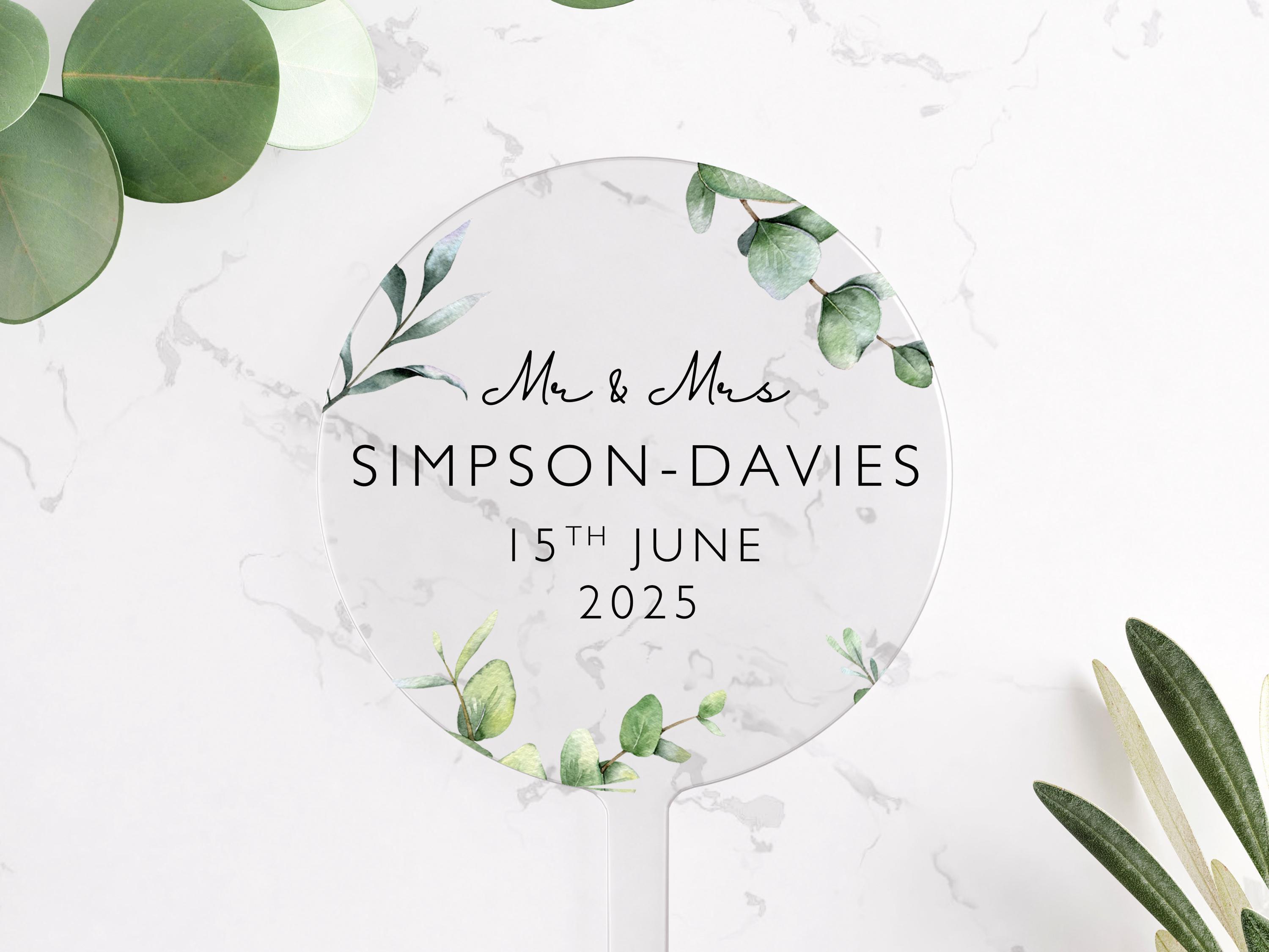Personalised Wedding Cake Topper with Surname and Date Personalised Wedding Cake Topper with Surname and Date