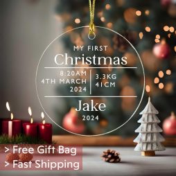 Personalised Baby's First Christmas Acrylic Decoration Personalised Baby's First Christmas Acrylic Decoration