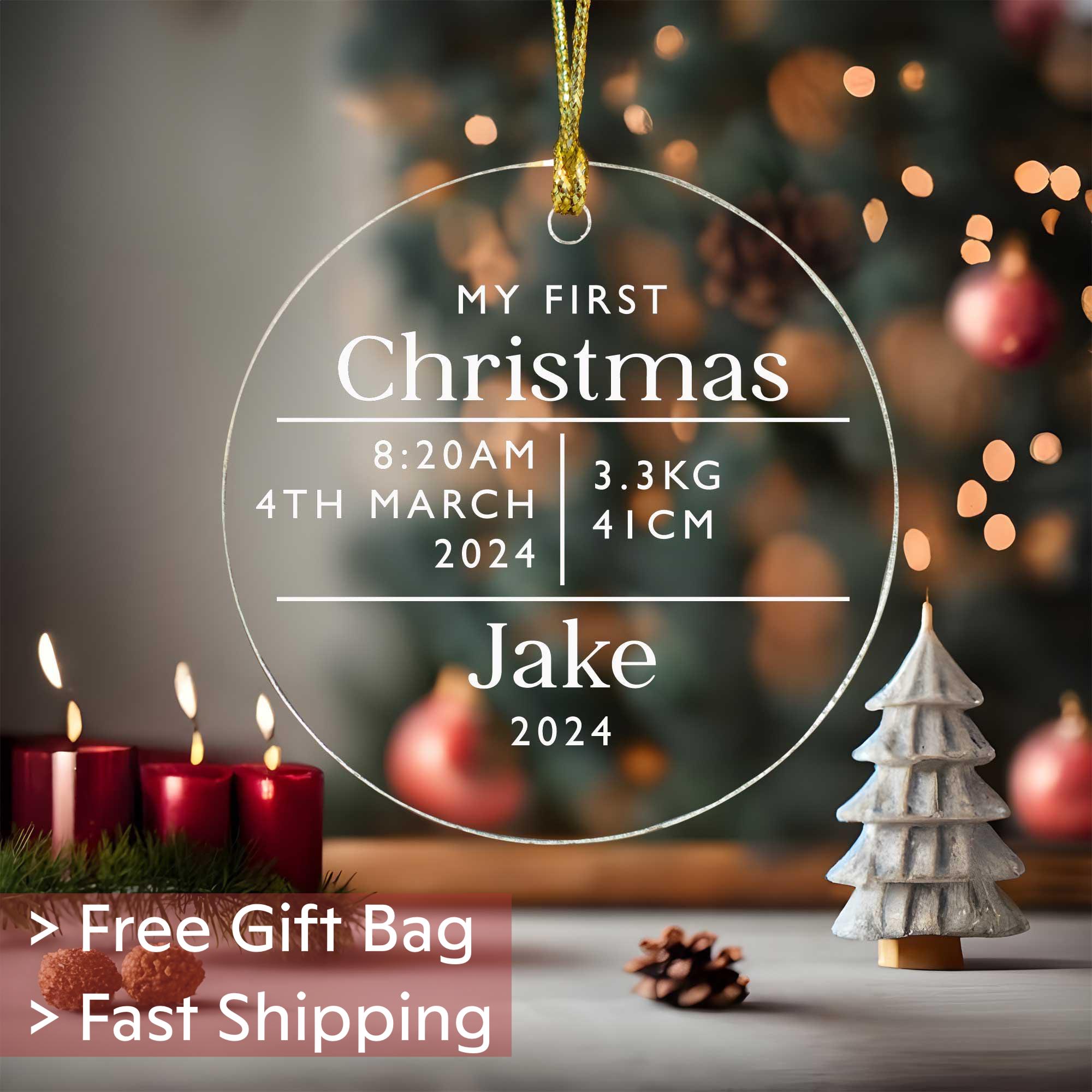 Personalised Baby's First Christmas Acrylic Decoration Personalised Baby's First Christmas Acrylic Decoration