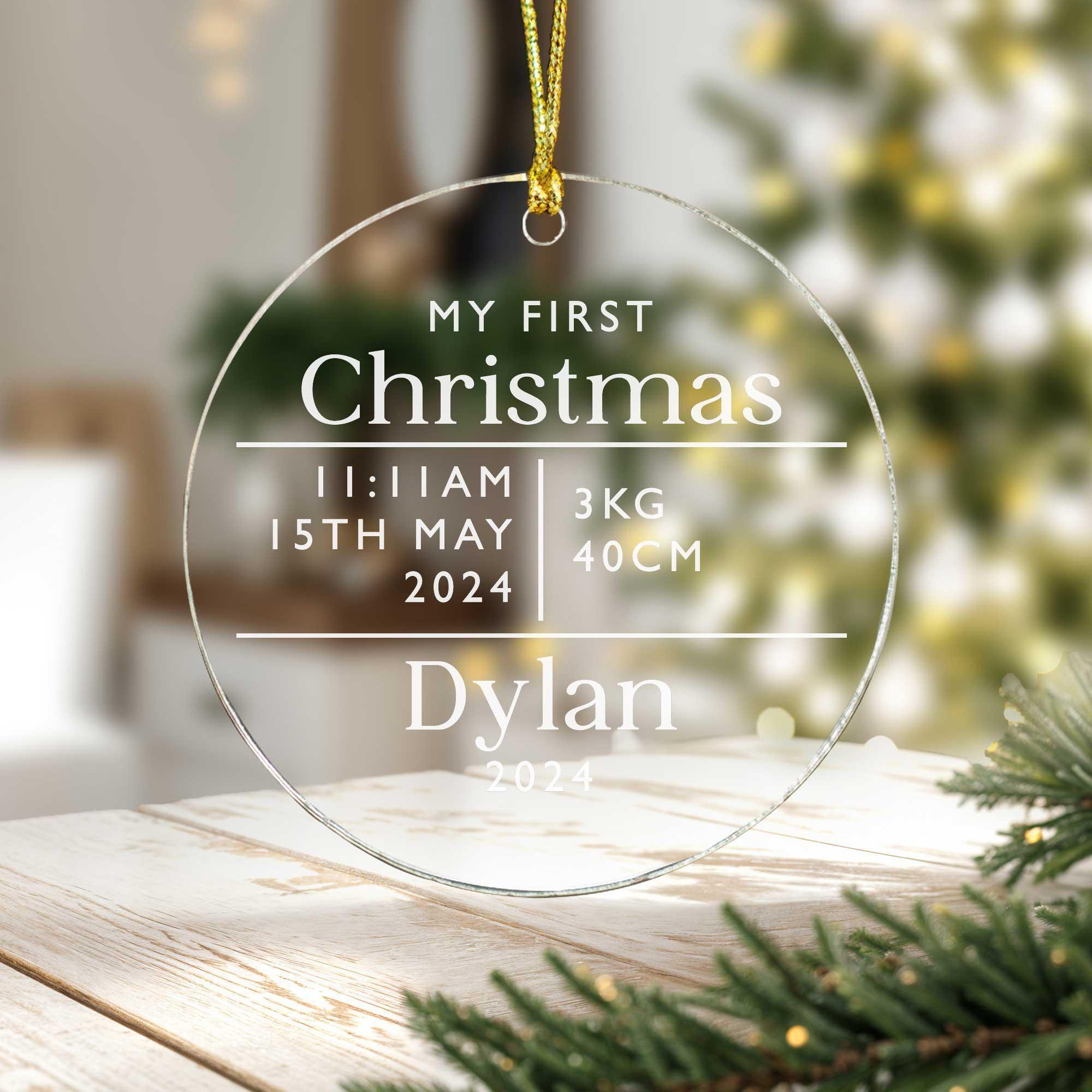 Personalised Baby's First Christmas Acrylic Decoration Personalised Baby's First Christmas Acrylic Decoration