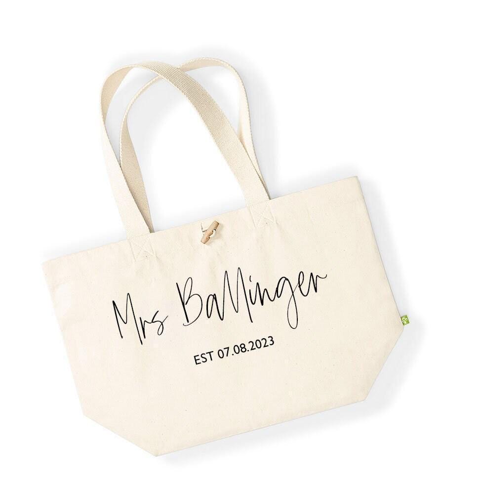 Personalised Bride Tote Bag with Name and Date Personalised Bride Tote Bag with Name and Date