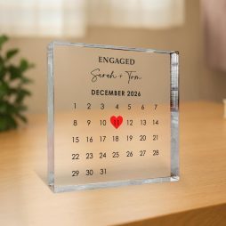 Personalised Engagement Photo Block with Calendar Date Personalised Engagement Photo Block with Calendar Date
