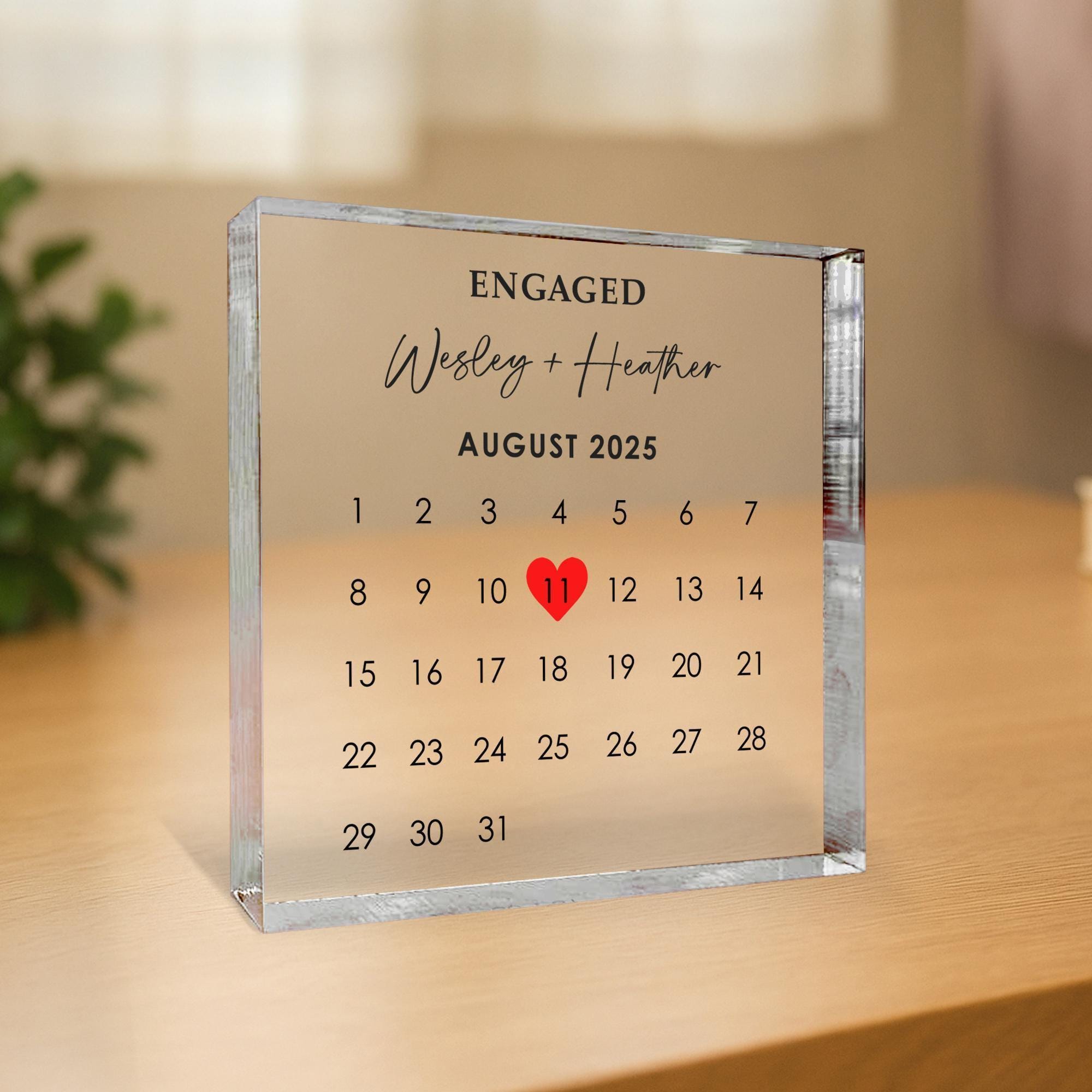 Personalised Engagement Photo Block with Calendar Date Personalised Engagement Photo Block with Calendar Date