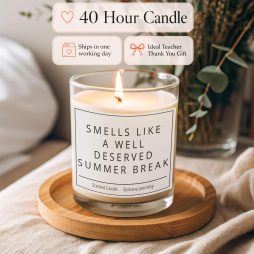 Funny Teacher Gift Candle with Summer Break Label Funny Teacher Gift Candle with Summer Break Label