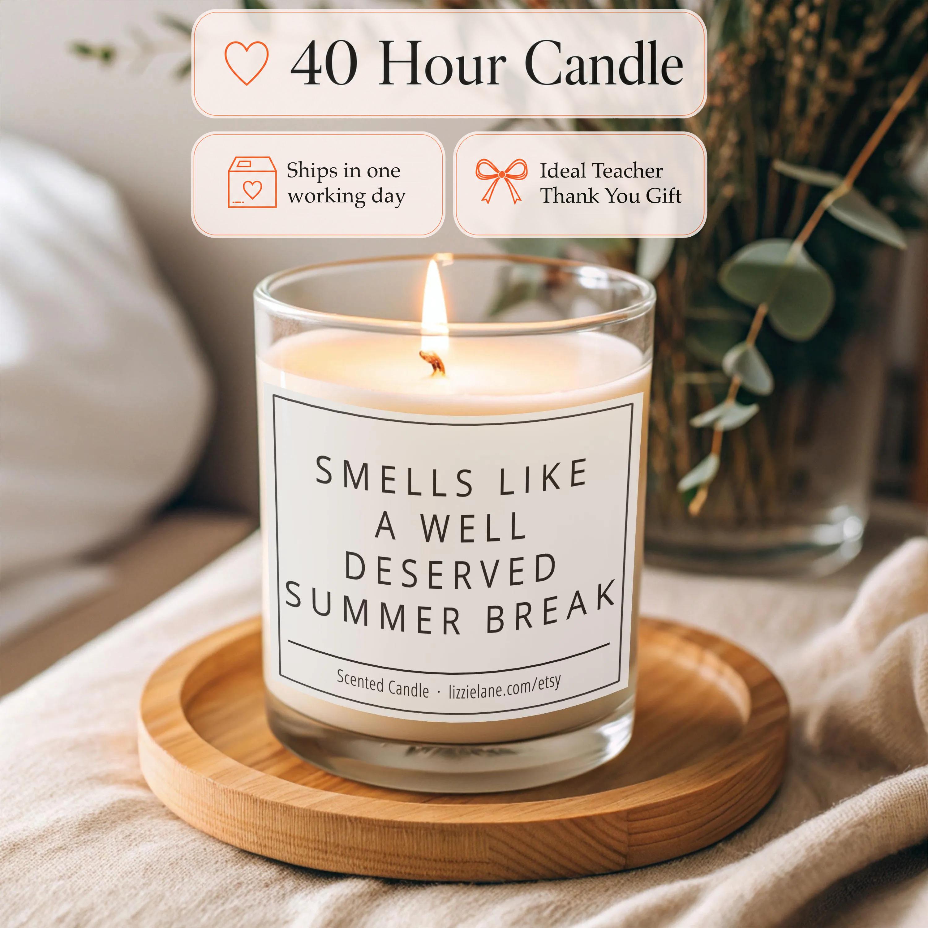 Funny Teacher Gift Candle with Summer Break Label Funny Teacher Gift Candle with Summer Break Label