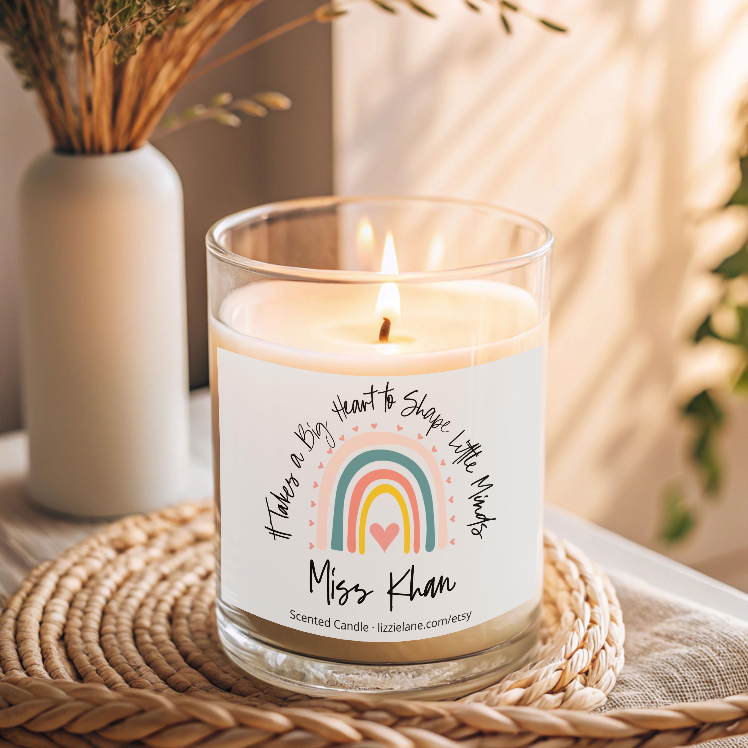 Personalised Teacher Candle with Name and Rainbow Personalised Teacher Candle with Name and Rainbow