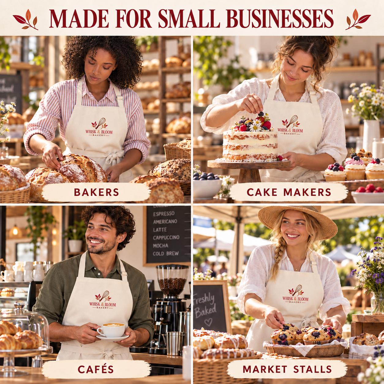 Personalised Bakery Apron with Printed Logo Personalised Bakery Apron with Printed Logo