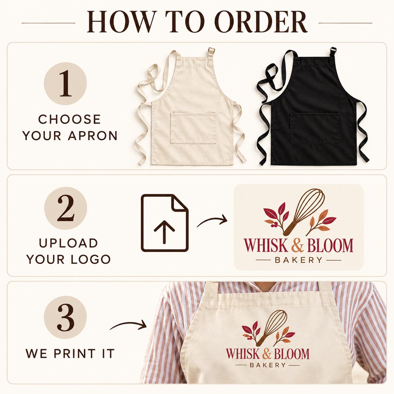 Personalised Bakery Apron with Printed Logo Personalised Bakery Apron with Printed Logo