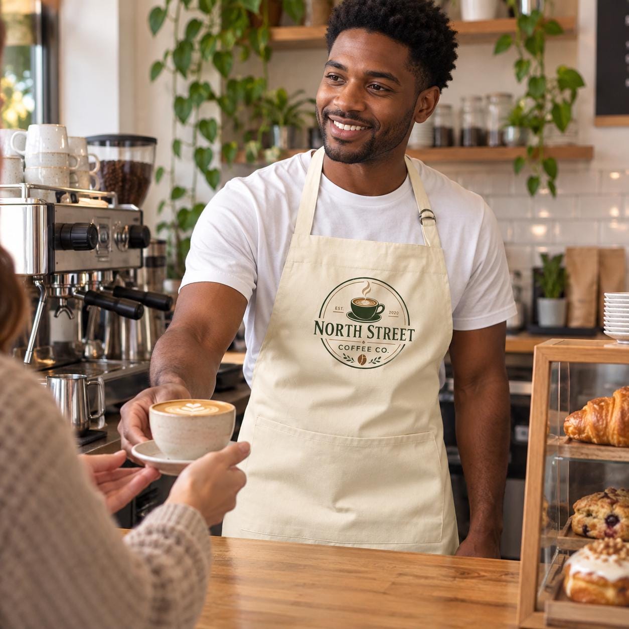 Personalised Barista Apron with Business Logo Personalised Barista Apron with Business Logo