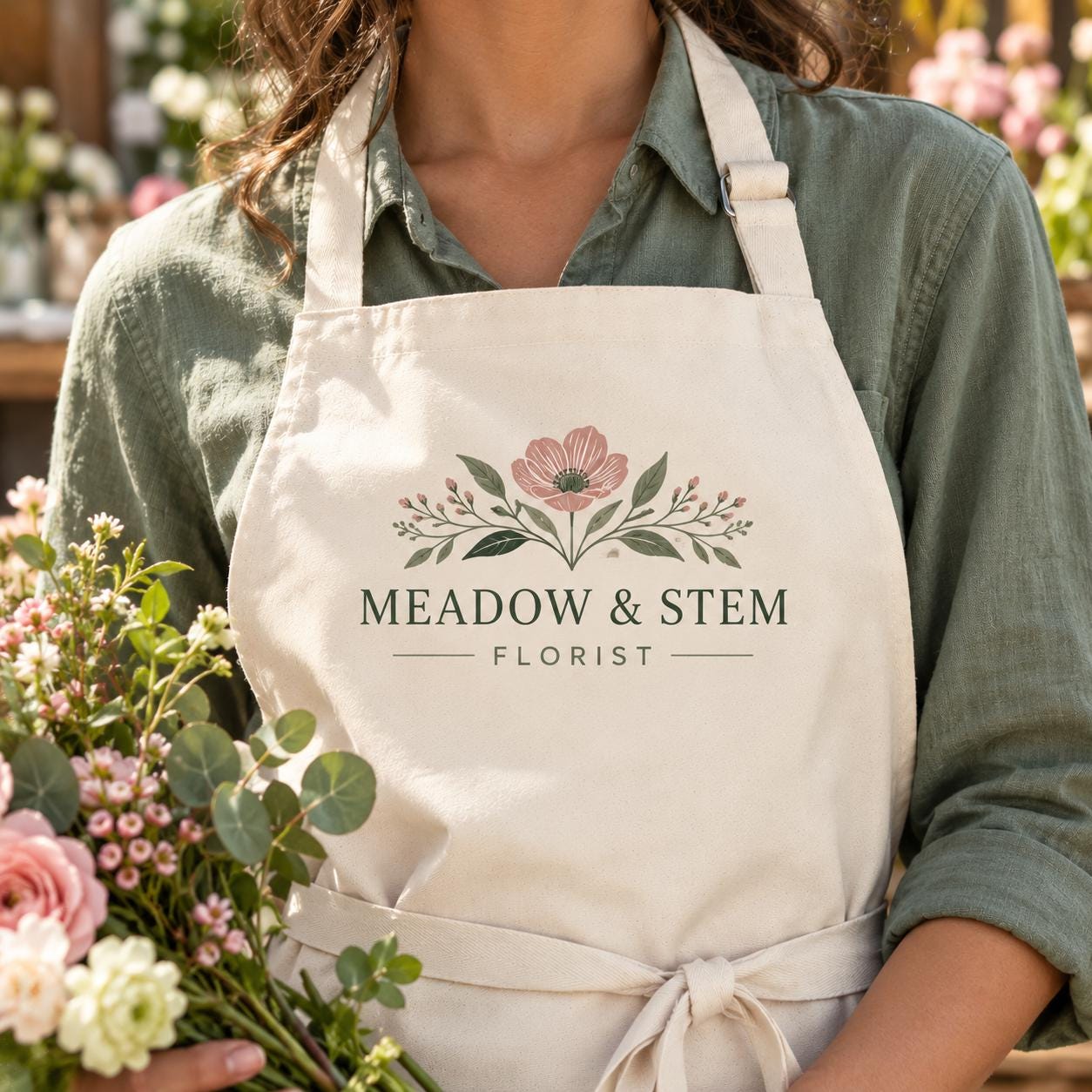 Personalised Florist Apron with Business Logo Personalised Florist Apron with Business Logo