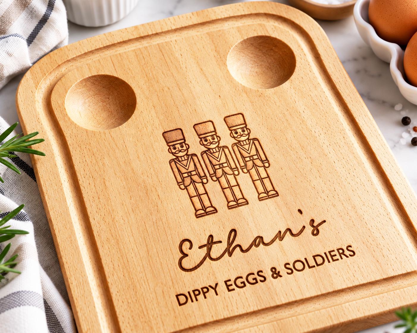 Personalised Wooden Dippy Egg Board for Kids - Egg and Soldiers Personalised Wooden Dippy Egg Board for Kids - Egg and Soldiers