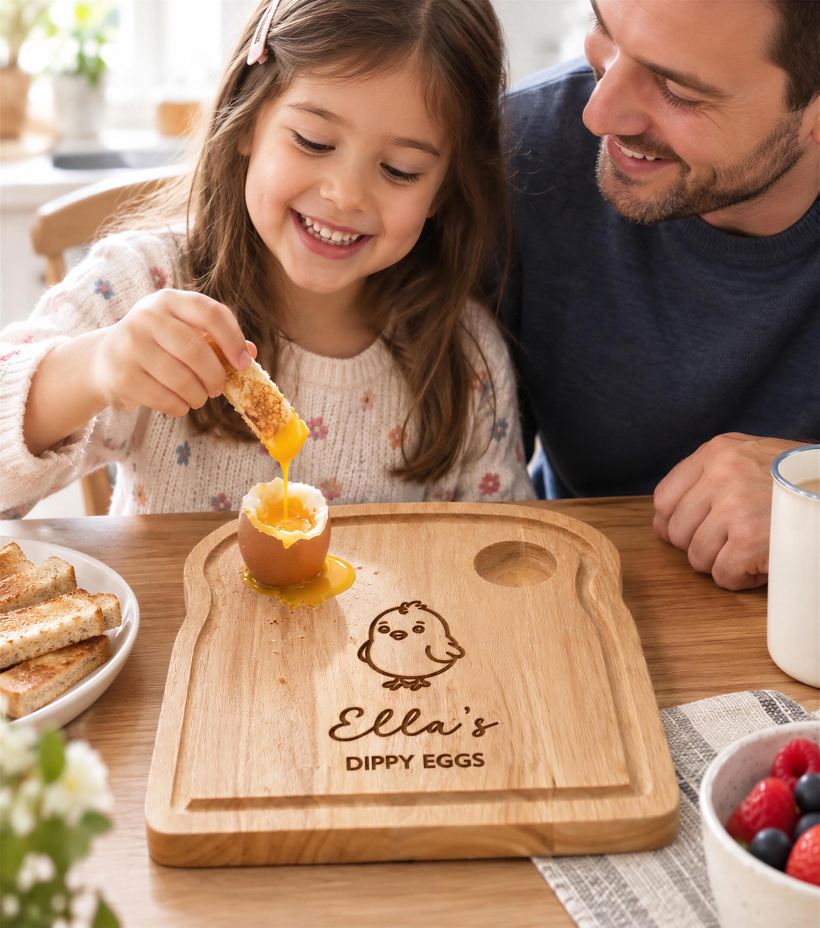 il_fullxfull.8660135869_mb3r Wooden Toast Board, Personalised Chucky Egg Board, Dippy Eggs Breakfast Plate for Kids, Children's Grandchild and Easter Gift