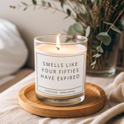 Funny 60th Birthday Candle for Women with Fifties Expired Label Funny 60th Birthday Candle for Women with Fifties Expired Label