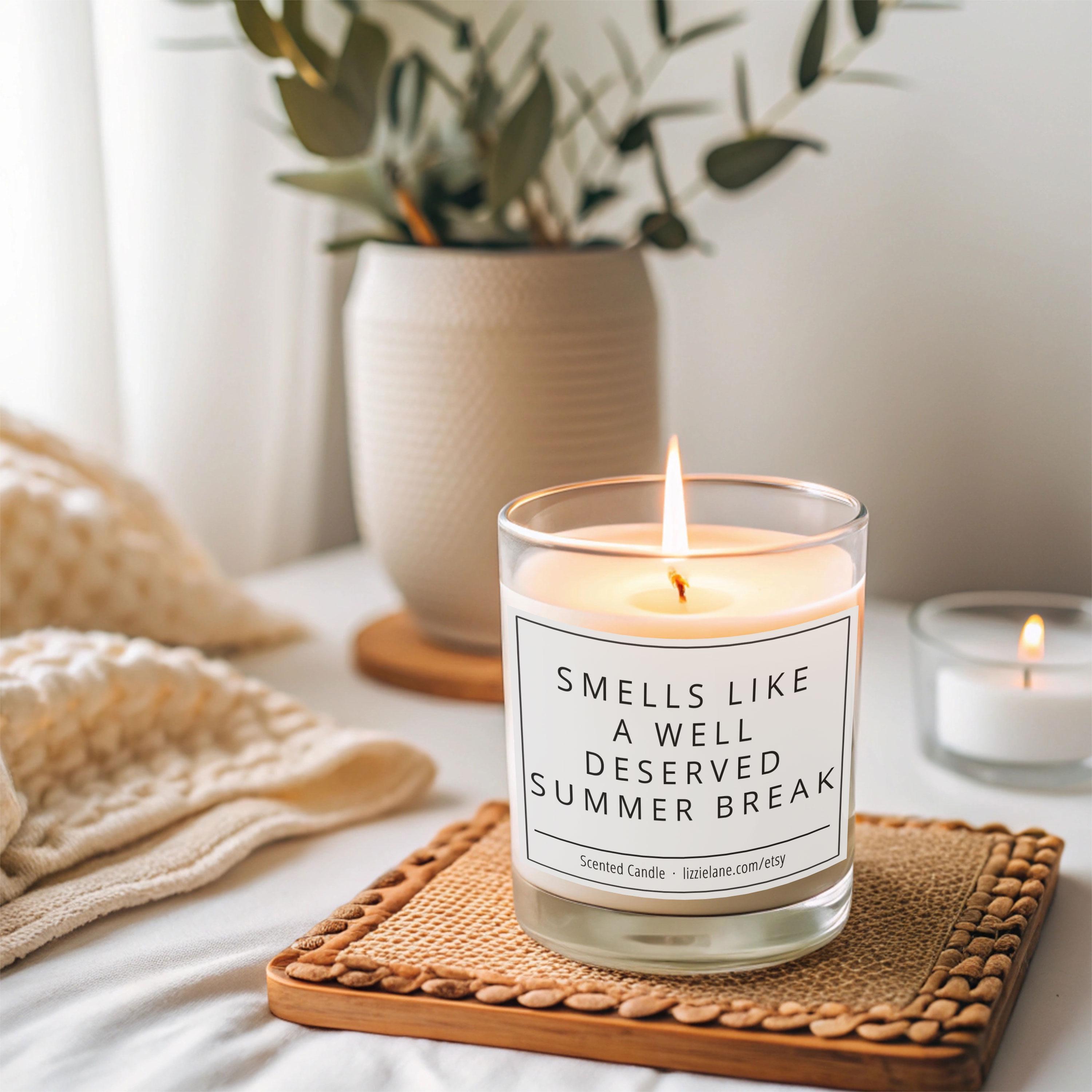 Funny Teacher Gift Candle with Summer Break Label Funny Teacher Gift Candle with Summer Break Label