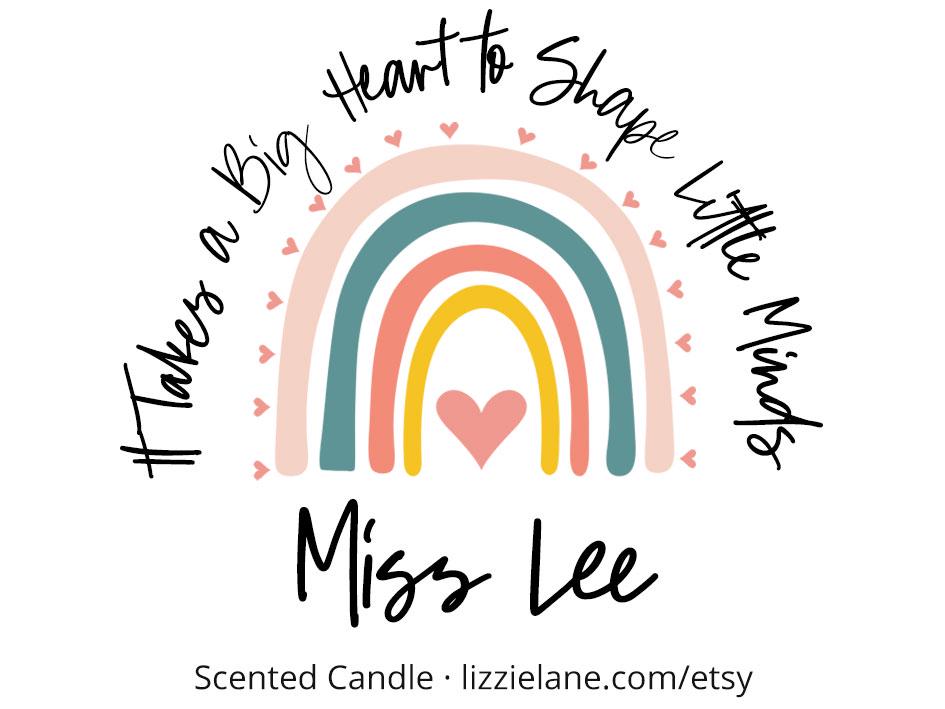 Personalised Teacher Candle with Name and Rainbow Personalised Teacher Candle with Name and Rainbow